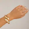 Pulsera Metálica Irregular Transfronteriza con Diseño de Gota de Agua, Superficie Pulida, Banda Ancha, Estilo Europeo y Americano de Moda, Pulsera con Cierre de Resorte Metálico Exagerado