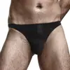 Ropa interior T sexy ajustada elástica U convexa de color liso de cintura baja para hombre, tanga de seda helada que expone la cadera, pantalones T transpirables Deportivos
