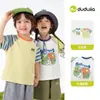 [Conjunto de Dos Piezas] Camisetas Infantiles Dudu, Tops de Verano de Manga Corta 100% Algodón para Niños y Niñas, Ropa Infantil Estilo Verano