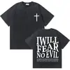 [Lavado Transfronterizo] Camiseta Lavada Glory Moda de Verano para Hombres y Mujeres Cruz