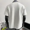 Camiseta de Manga Corta a Cuadros con Solapa Estilo Universitario Americano para Hombre, Camisa Polo Holgada de Marca de Moda para Verano, Top Fresco de Manga Media