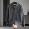 Artículo Caliente en Transmisión en Vivo: Camisa de Botones de Manga Larga Rayada de Cuatro Colores Estilo Nuevo Ligero de Negocios para Hombre