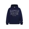 Sudadera con capucha bordada con letras estilo americano, unisex, sudadera con capucha tipo pullover de corte holgado para pareja BATTLE HOUSE