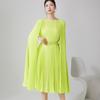 Vestido plisado de comercio exterior para mujer, de alta gama, estilo nuevo, capa asimétrica, holgado, de encaje, largo medio, falda de moda