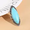 Anillo Transfronterizo Europeo y Americano Estilo Étnico de Xizang Tallado Bohemio Exótico Estilo Páramo Abierto Medieval