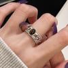 Nuevo anillo de piedra de ojo de tigre de estilo chino con apertura ajustable, diseño de nicho, anillo de dedo de alta gama que combina con todo para mujer.