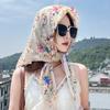 Pañuelo Triangular de Lino Floral Vintage Pastoral para Mujer Primavera y Otoño Corbatas Artísticas Paquete para el Cabello Pañuelo para la Cabeza Chal Protector Solar Bufanda para Protección del Cuello