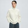 Cárdigan de Punto de Cachemira para Mujer Estilo Retro con Cremallera y Cuello Alto Chaqueta de Manga Larga Estilo Occidental Rayas Lana Base Suéter para el Trabajo