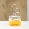 Olla de Aceite de Vidrio Vidrio de Borosilicato Alto Tapón de Corcho Olla de Aceite Base de Madera Juego de Botellas para Condimentos Botella Rayada para Salsa de Soja Vinagre Aceite