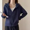 Moletom com Capuz e Zíper Outono/Inverno 65% Algodão Estilo Básico Simples Espessado Jaqueta Cinza Esportiva Versátil Top que Esconde a Barriga