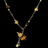 Nuevo Popular Collar Dorado de Calabaza Ojo de Tigre Largo Fulu Tejido a Mano Versátil de Moda Simple