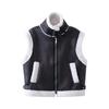 Colete Europeu e Americano Solto de Lã de Cordeiro para Motocicleta Outono e Inverno Feminino Pelúcia Integrada Espessado Colete Versátil Fashion Casaco Exterior