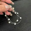 Gipsofila~Pulseira de Pérolas Empilhadas com Contas de Transferência em Camada Dupla para Mulheres, Estilo Novo, Luxo Leve, Joias de Zircônia Microincrustada de Nicho