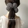 Anillo para el pelo de flor de almohada blanco y negro Estilo Ins Vintage Francés Tela Relleno de Algodón Accesorios para el Cabello de Colon Cuerda Grande para el Cabello