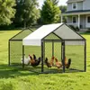Gaiola de Metal para Frango de Fábrica, Venda Quente Transfronteiriça, com Telhado Pontiagudo, Portas Duplas, Tubos de Aço com Pintura Eletrostática, à Prova de Chuva, à Prova de Sol, Galinheiro Resistente e Durável