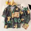 Pijama Infantil de Algodão Nuvem Verão 2025 para Meninos, Roupa de Casa Fina, Desenho Animado para Meninas, Conjunto de Roupa de Casa para Condicionador de Ar