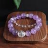 [Uvas Heladas] Pulsera de Amatista Natural de 12 mm Pulsera de Nueve Fuegos Púrpuras para Mejores Amigas