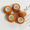 Contas Cerâmicas Vintage com Furo Grande, Contas Espaçadoras Planas com Esmalte Floral, Materiais para Colar Pulseira de Joias DIY Feitas à Mão, Contas Soltas