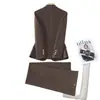 Conjunto de 3 Peças Vermelho para Negócios Outono/Inverno Transfronteiriço Blazer de Manga Longa Colete de Terno Feminino Calça de Cintura Alta