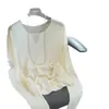 Blusa de Tricô Longa com Decote V Pequeno Vazado Estilo Francês em Liocel Linho para Mulheres, Camada Base, Nova para Primavera/Verão 2026 H040303