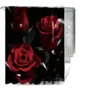 Conjunto de Cortina de Chuveiro de Rosas com Quatro Peças Divisória de Banheiro Itens de Decoração para Casa com 12 Designs Disponíveis para Personalização
