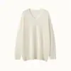 Suéter de Gola Alta de Comprimento Médio Outono e Inverno Camisa Básica Tricotada Estilo Preguiçoso de Bebê Suéter de Caxemira Relaxado Feminino Gola V Estilo Fino