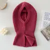 Balaclava da Coreia do Sul chapéu de lã tricotado de inverno cachecol de pescoço à prova de frio para equitação cachecol quente integrado