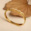 Pulsera de Acero de Titanio para Mujer Estilo Europeo y Americano Transfronterizo Hebilla Pulsera Acero Inoxidable Chapado en Oro de 18K Pulsera de Joyería con Pedrería Blanca