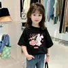 Ropa Infantil Nuevo Estilo Algodón Puro Manga Corta Moda Cuello Redondo Camiseta de Manga Corta para Niños Verano 2026 Estilo Delgado Tops para Niñas Camiseta de Moda