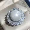 Anel com Pingente de Pérola Branca Obeida Inlaid Transfronteiriço Conjunto de Colar com Pingente Moda Feminina Atacado