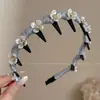 Faixa de Cabeça Floral Dentada Doce para Mulheres, Uso Diário ao Ar Livre, Faixa de Cabelo com Fita Superior de Caveira Alta, Prendedor de Cabelo Integrado, Acessório de Cabelo