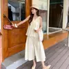 Nuevo en stock conjunto de dos piezas estilo coreano: chaleco y pantalón