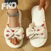 Nuevas Zapatillas de Algodón de Moda para Mujer Otoño Versátiles Calientes Cómodas para el Hogar Interior Talla Grande Zapatillas Peludas
