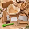 Set de Banneton de Ratán Natural Cesta para Leudar con Batidor de Masa
