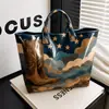 Plataforma independente Temu transfronteiriça nova bolsa de mão à prova d'água PVC+lona para o dia a dia portátil bolsa de ombro bolsa tote