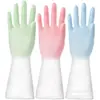 Al por mayor Ropa de lavar Platos Lavado de platos Guantes Tipo Delgado Duradero Para Mujer Fregado Cocina Tazón Plástico Caucho Hogar Caucho Cuero