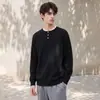También Parar Otoño/Invierno 2026 Suéter de Punto Fino Acanalado Cuello Henley para Hombre Color Sólido Media Botonadura Holgado Pulóver Camisa Base