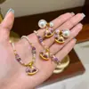 Colar Cavalo de Balanço Esmaltado Roxo Pérola Shijia da Moda para Mulheres, Pulseira de Moda de Nicho de Luxo Leve, Corrente de Clavícula