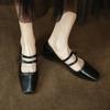 Grandes Suaves Cómodas 2023 Primavera Nuevas de Piel de Vaca 2 Correas Punta Cuadrada Tacón Grueso Zapatos Mary Jane Planos para Mujer Documental