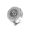 Anillo de Pareja Retro Europeo y Americano Diseño Femenino Nicho Simple Anillo de Plata de Ley S925 Dios del Sol Moneda Antigua Joyería de Mano