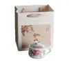 Taza de Té de Cerámica Firestone Flor Roja con Tapa, Vaso Personal de Oficina para Agua, Set de Regalo en Caja, Juego de Té Souvenir para Negocios Corporativos