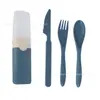Juego de Cubiertos Portátil de Paja de Trigo Transfronterizo de Tres Piezas: Cuchillo, Tenedor, Cuchara. Juego de Regalo para Estudiantes y Trabajadores de Oficina. Venta Directa del Fabricante.