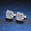 Aretes de Plata Esterlina S925 Directos de Fábrica para Mujer, Aretes de Moissanita, Lujosos Seiko de Bolsa Cuadrada, Aretes de Moissanita de 1 Quilate