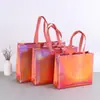 Bolso de Mano Láser de PVC, Bolsa de Compras Colorida de Tela No Tejida Láser, Bolsa de Regalo de Compras para Tienda de Zapatos de Mujer, Logo Imprimible
