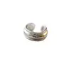 Anillo Mismo Estilo de Blogger Coreana, Anillo Popular Simple y Elegante con Acabado Brillante y Apertura Irregular Ajustable
