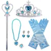 Conjunto de Tiara, Luvas, Brincos, Anel, Coroa, Varinha Mágica de Elsa para Crianças Congeladas Transfronteiriço
