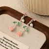 Novos Brincos Elegantes Rosa Prata Agulha Românticos Franceses Doces Esmaltados Brincos de Nicho de Alta Qualidade para Mulheres