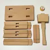 Banqueta Destacável de Encaixe Quatro Pés, Kit de Banqueta DIY Feito à Mão, Banqueta de Madeira Maciça de Quatro Cantos para Aulas de Marcenaria para Estudantes