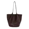 Bolsa Tote Elegante com Textura Trançada 2026 Verão Nova Cor Sólida Simples Bolsa de Ombro Personalizada Ins Tendência Bolsa de Braço para Mulheres