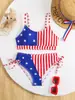 Roupa de Banho Dividida com Estampa de Bandeira Europeia e Americana para Crianças Mais Velhas com Laço Exportação Alça Infantil Pronta Entrega Roupa de Banho para Meninas